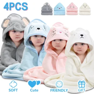 4PCS/Set Absorbent Baby Bath Towel