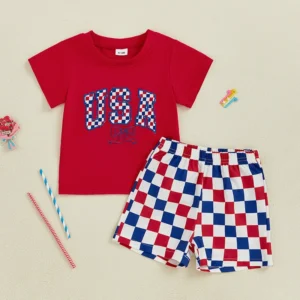 Get your little guy ready to celebrate in style with this adorable Infant Patriotic Fourth of July 2-Piece Outfit Set!

This festive set features a bold American flag print tank top paired with classic denim shorts, creating the perfect combination of comfort and all-American charm. The sleeveless d