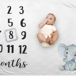 Organic Plush Fleece Baby Milestone Blanket with Frame for Newborn Photography, Large 47x40 Inches