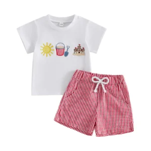 Adorable Infant Summer Outfit with Cute Ice Cream Print T-shirt and Denim Shorts
