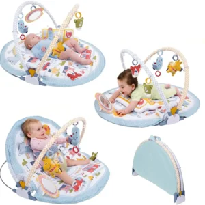 3-in-1 Baby Activity Gym Playmat with Tummy Time Toys & Mirror